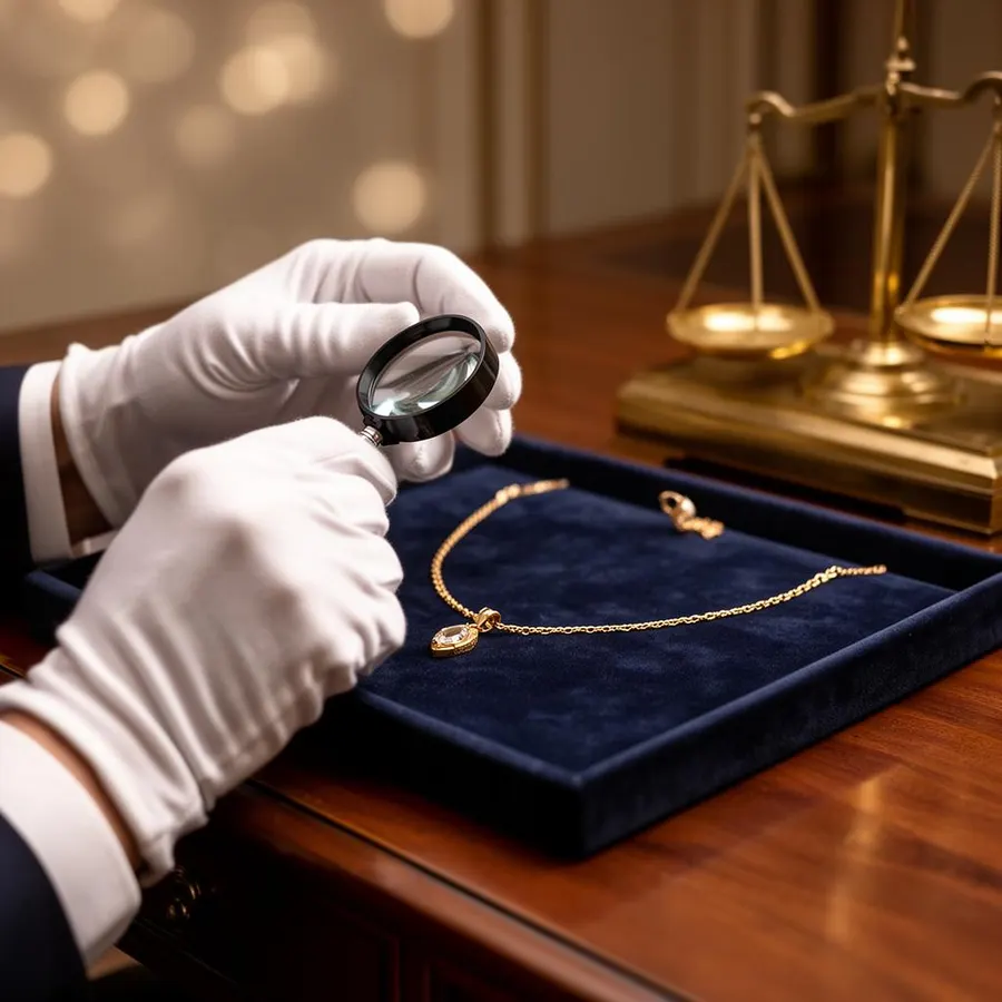 Expert taxeert gouden ketting met loep en weegschaal in Leeuwarden